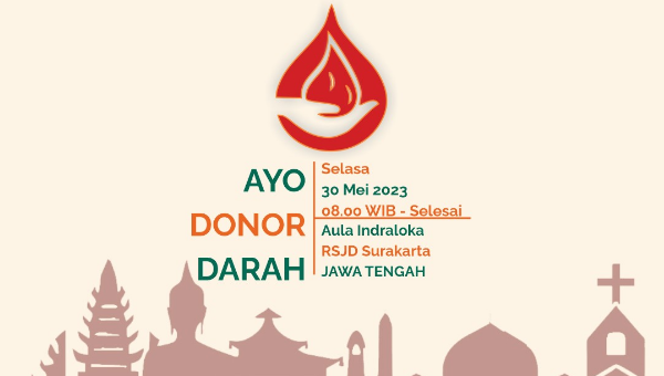 Donor darah akan dilaksanakan pada Selasa, 30 Mei 2023